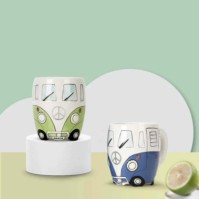 Bus Mug Cartoon Ceramic, Coffee Mugs, School Bus Mug