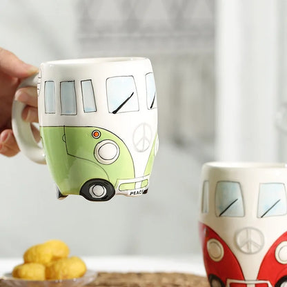 Bus Mug Cartoon Ceramic, Coffee Mugs, School Bus Mug