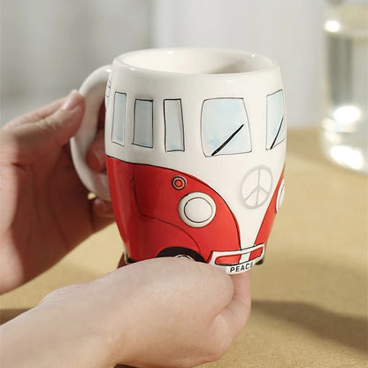 Bus Mug Cartoon Ceramic, Coffee Mugs, School Bus Mug