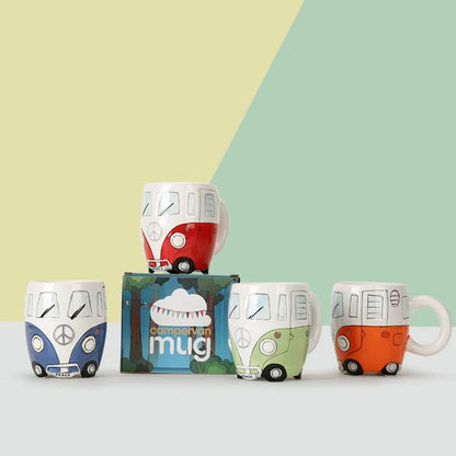 Bus Mug Cartoon Ceramic, Coffee Mugs, School Bus Mug