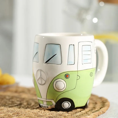 Bus Mug Cartoon Ceramic, Coffee Mugs, School Bus Mug