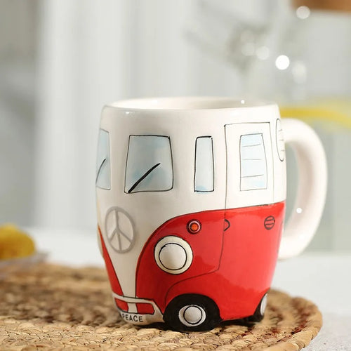 Bus Mug Cartoon Ceramic, Coffee Mugs, School Bus Mug